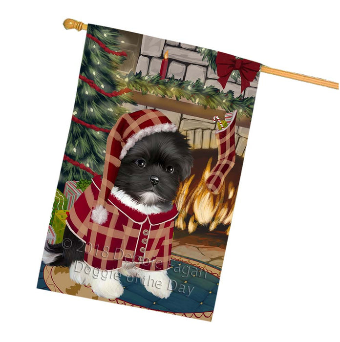 The Stocking was Hung Shih Tzu Dog House Flag FLG56048