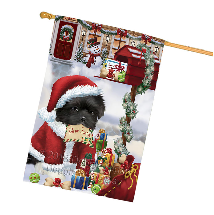Shih Tzu Dog Dear Santa Letter Christmas Holiday Mailbox House Flag FLG54129