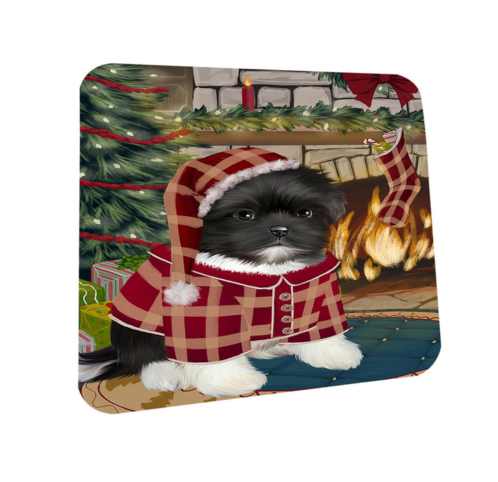 The Stocking was Hung Shih Tzu Dog Coasters Set of 4 CST55577