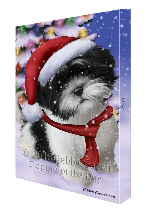 Winterland Wonderland Shih Tzu Dog In Christmas Holiday Scenic Background  Canvas Print Wall Art Décor CVS98657