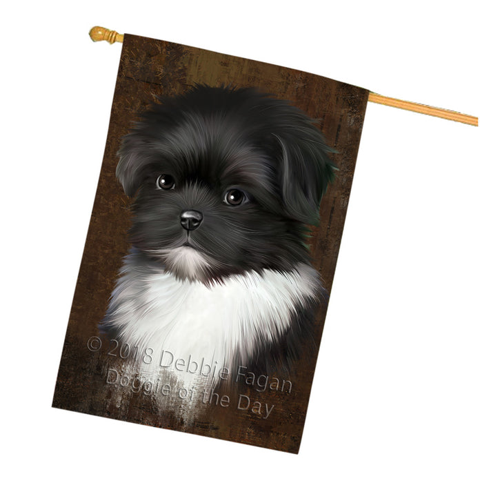 Rustic Shih Tzu Dog House Flag FLG54678