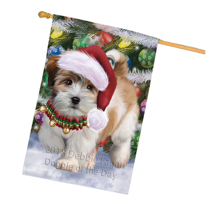 Trotting in the Snow Shih Tzu Dog House Flag FLG57354