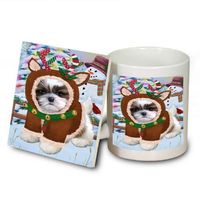 Christmas Gingerbread House Candyfest Shih Tzu Dog Mug and Coaster Set MUC56545