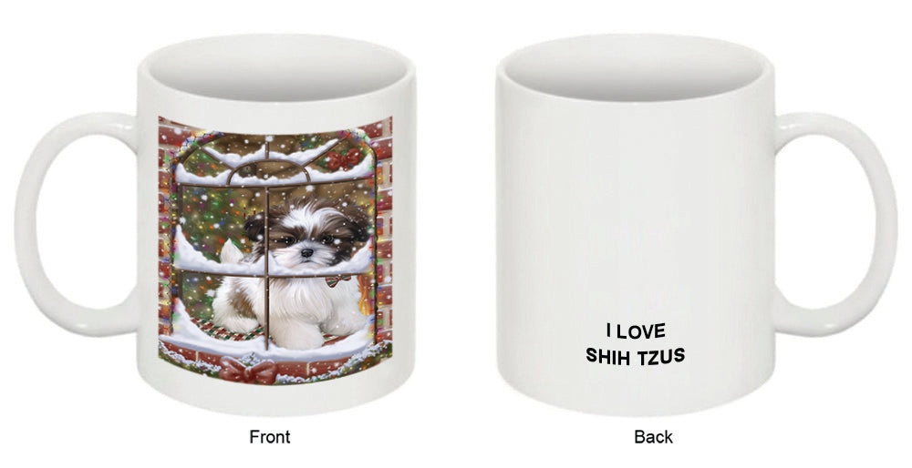 Please Come Home For Christmas Shih Tzu Dog Sitting In Window Coffee Mug MUG49347