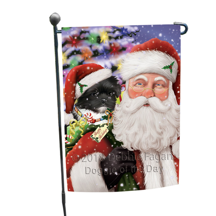 Santa Carrying Shih Tzu Dog and Christmas Presents Garden Flag GFLG54083