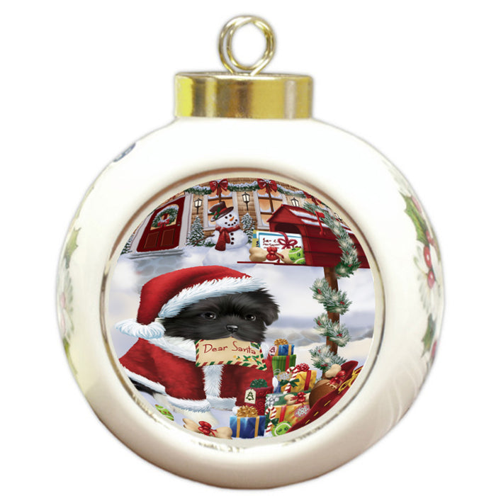 Shih Tzu Dog Dear Santa Letter Christmas Holiday Mailbox Round Ball Christmas Ornament RBPOR53931
