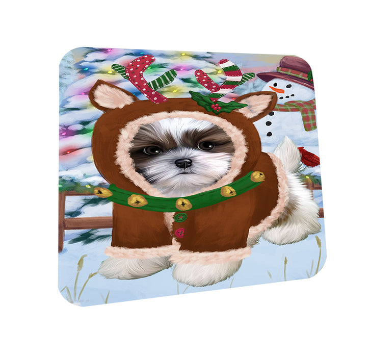 Christmas Gingerbread House Candyfest Shih Tzu Dog Coasters Set of 4 CST56511