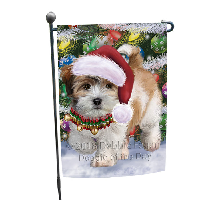Trotting in the Snow Shih Tzu Dog Garden Flag GFLG57298