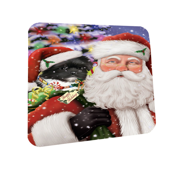 Santa Carrying Shih Tzu Dog and Christmas Presents Coasters Set of 4 CST53979