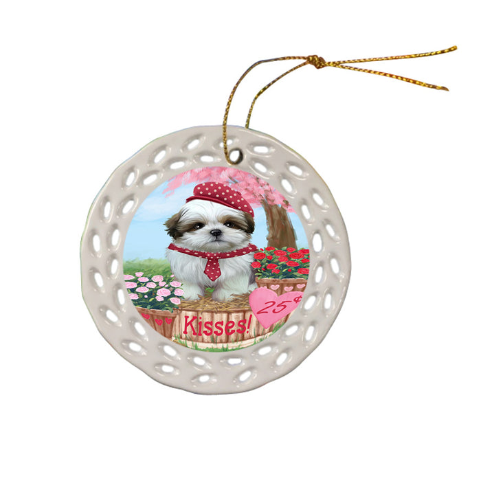 Rosie 25 Cent Kisses Shih Tzu Dog Ceramic Doily Ornament DPOR56391