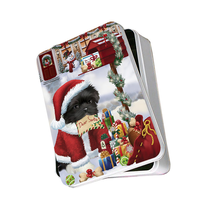 Shih Tzu Dog Dear Santa Letter Christmas Holiday Mailbox Photo Storage Tin PITN53874