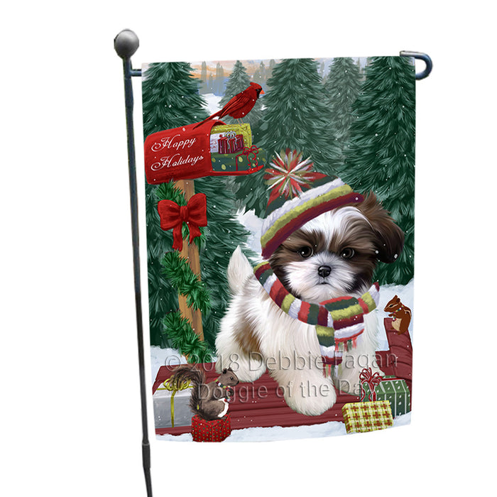 Merry Christmas Woodland Sled Shih Tzu Dog Garden Flag GFLG55333