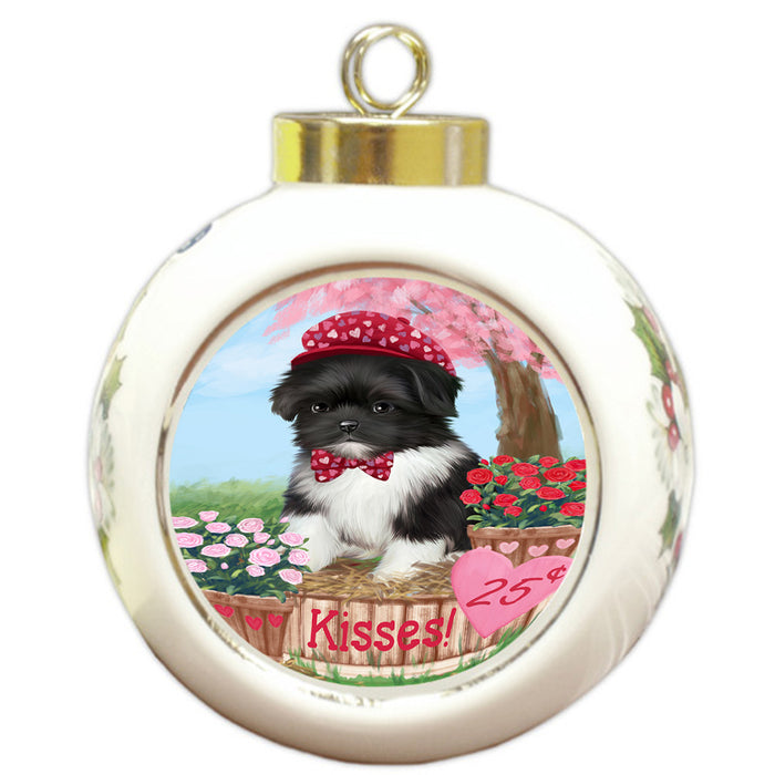Rosie 25 Cent Kisses Shih Tzu Dog Round Ball Christmas Ornament RBPOR56392