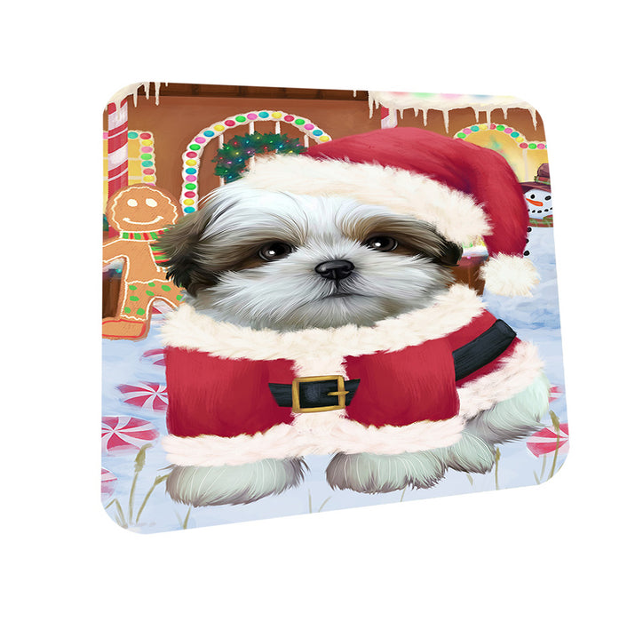 Christmas Gingerbread House Candyfest Shih Tzu Dog Coasters Set of 4 CST56512