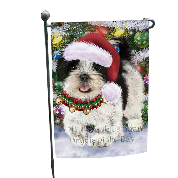 Trotting in the Snow Shih Tzu Dog Garden Flag GFLG57299