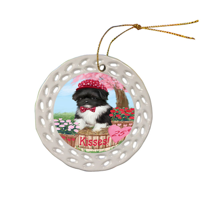 Rosie 25 Cent Kisses Shih Tzu Dog Ceramic Doily Ornament DPOR56392