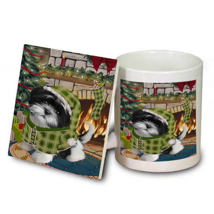 The Stocking was Hung Shih Tzu Dog Mug and Coaster Set MUC55612