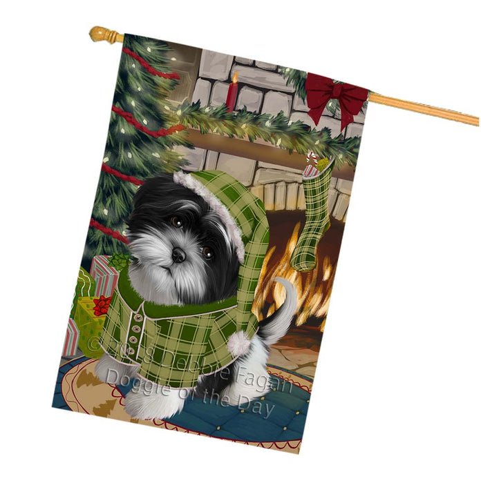 The Stocking was Hung Shih Tzu Dog House Flag FLG56049