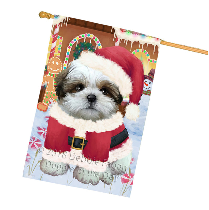 Christmas Gingerbread House Candyfest Shih Tzu Dog House Flag FLG57238
