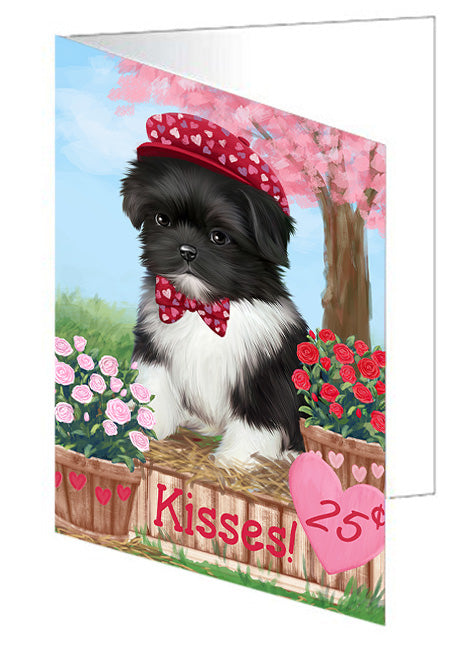Rosie 25 Cent Kisses Shih Tzu Dog Handmade Artwork Assorted Pets Greeting Cards and Note Cards with Envelopes for All Occasions and Holiday Seasons GCD72623