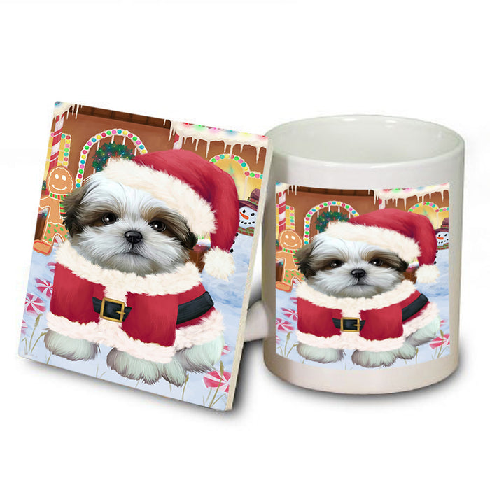 Christmas Gingerbread House Candyfest Shih Tzu Dog Mug and Coaster Set MUC56546