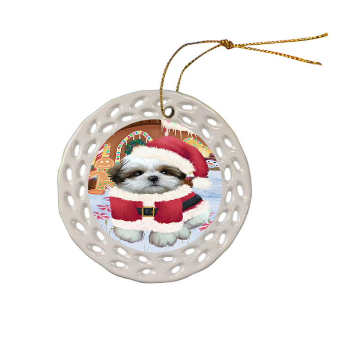 Christmas Gingerbread House Candyfest Shih Tzu Dog Ceramic Doily Ornament DPOR56910
