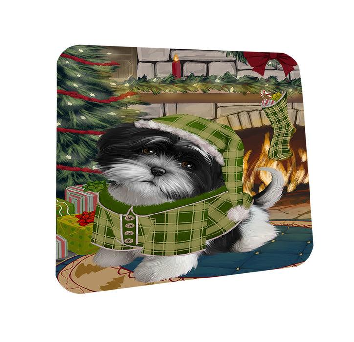 The Stocking was Hung Shih Tzu Dog Coasters Set of 4 CST55578