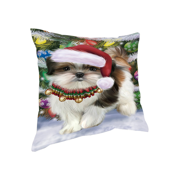 Trotting in the Snow Shih Tzu Dog Pillow PIL80980