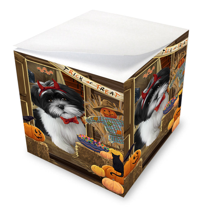 Enter at Own Risk Trick or Treat Halloween Shih Tzu Dog Note Cube NOC53292