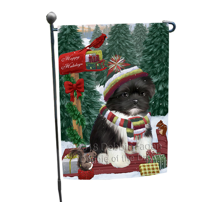 Merry Christmas Woodland Sled Shih Tzu Dog Garden Flag GFLG55334