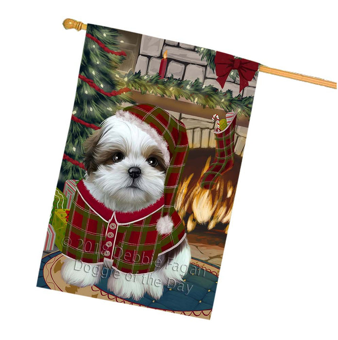 The Stocking was Hung Shih Tzu Dog House Flag FLG56050