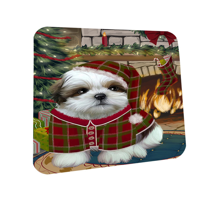 The Stocking was Hung Shih Tzu Dog Coasters Set of 4 CST55579