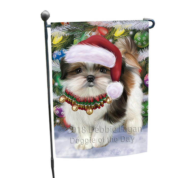 Trotting in the Snow Shih Tzu Dog Garden Flag GFLG57300