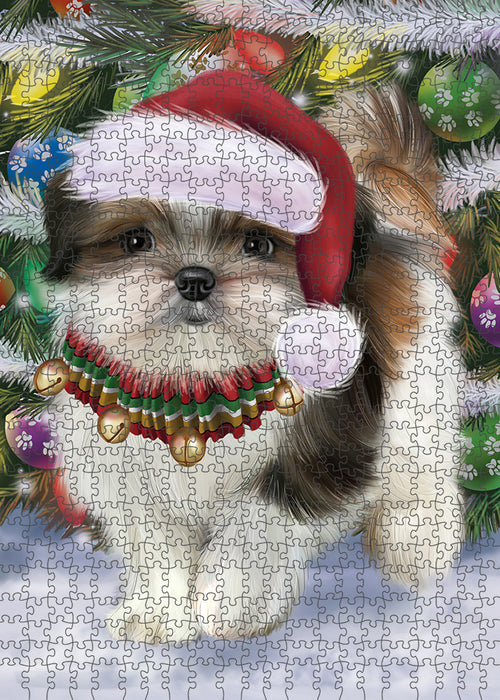 Trotting in the Snow Shih Tzu Dog Puzzle with Photo Tin PUZL94888