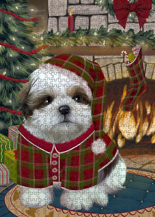 The Stocking was Hung Shih Tzu Dog Puzzle with Photo Tin PUZL90688