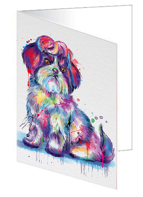Watercolor Shih Tzu Dog Handmade Artwork Assorted Pets Greeting Cards and Note Cards with Envelopes for All Occasions and Holiday Seasons GCD76826