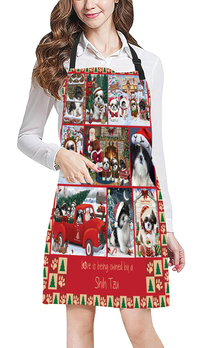 Love is Being Owned Christmas Shih Tzu Dogs Apron