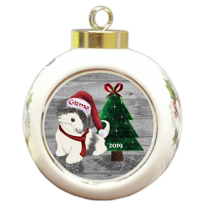 Custom Personalized Shih Tzu Dog Glassy Classy Christmas Round Ball Ornament