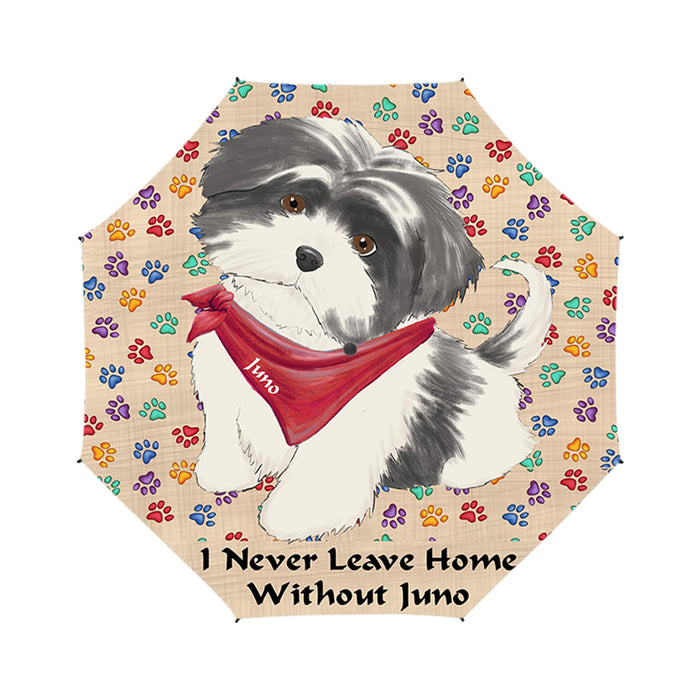Custom Pet Name Personalized I never Leave Home Shih Tzu Dog Semi-Automatic Foldable Umbrella