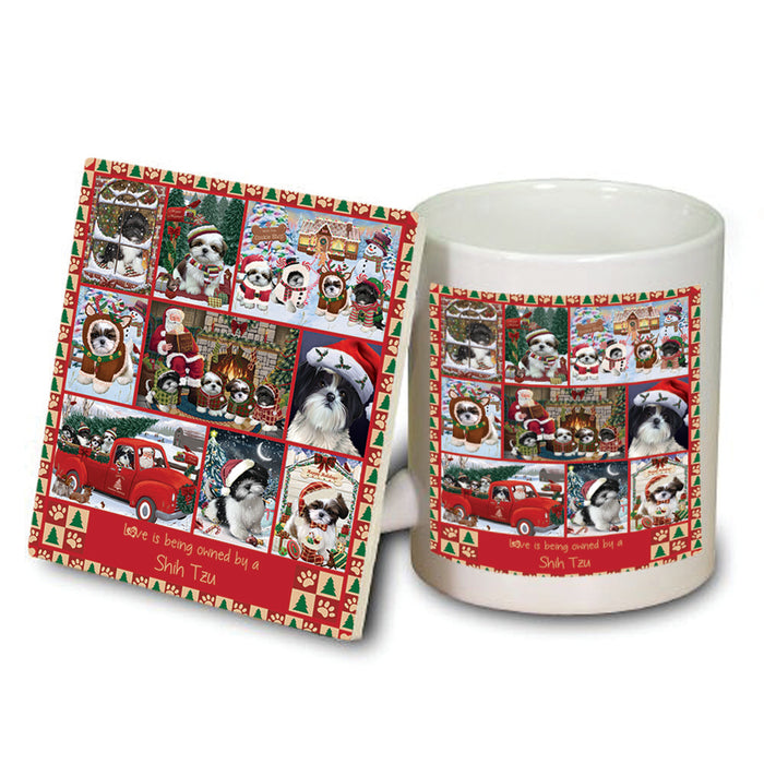 Love is Being Owned Christmas Shih Tzu Dogs Mug and Coaster Set MUC57249