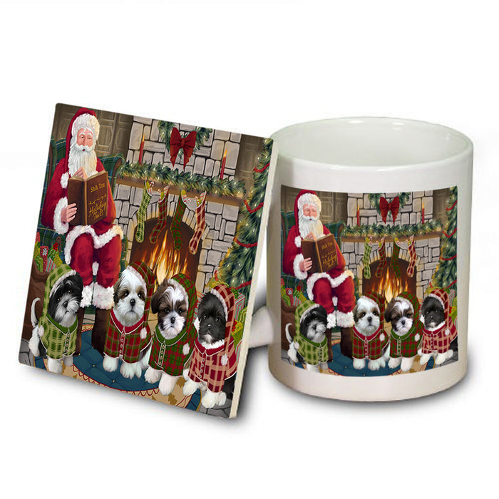 Christmas Cozy Holiday Tails Shih Tzus Dog Mug and Coaster Set MUC55382