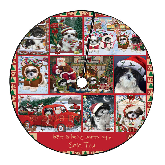 Love is Being Owned Christmas Shih Tzu Dogs Tree Skirt