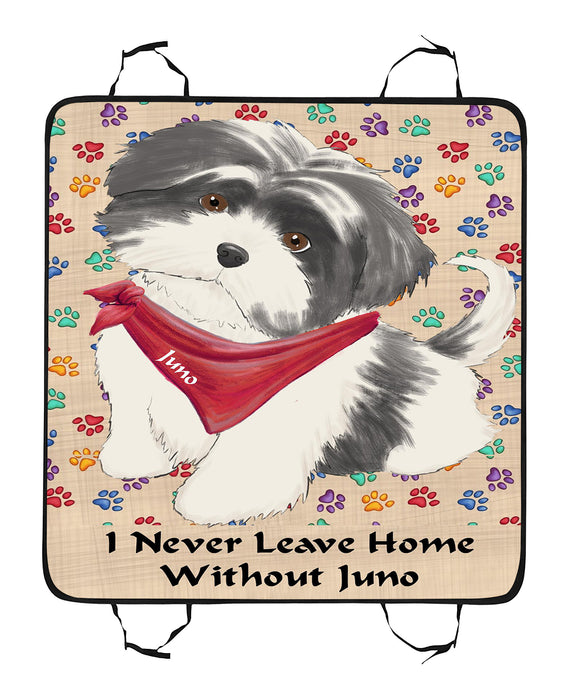 Personalized I Never Leave Home Paw Print Shih Tzu Dogs Pet Back Car Seat Cover