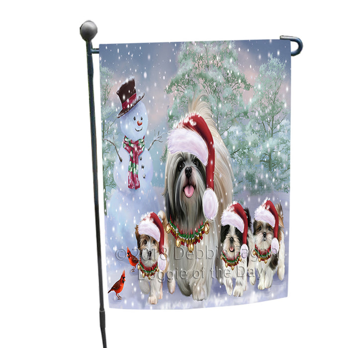 Christmas Running Family Shih Tzus Dog Garden Flag GFLG57270