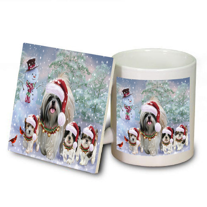 Christmas Running Family Shih Tzus Dog Mug and Coaster Set MUC56634