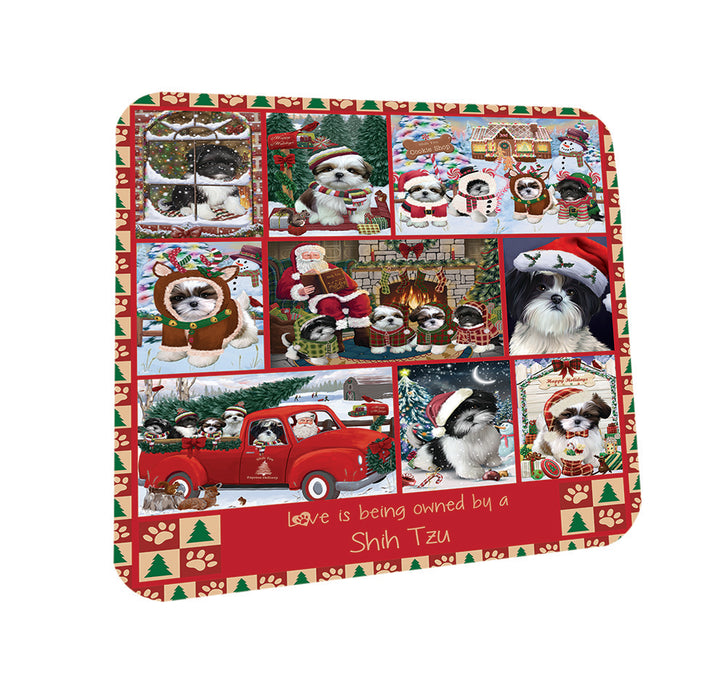 Love is Being Owned Christmas Shih Tzu Dogs Coasters Set of 4 CST57215