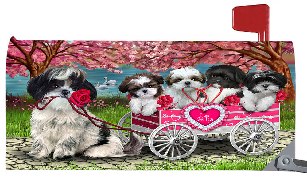 I Love Shih Tzu Dogs in a Cart Magnetic Mailbox Cover MBC48586