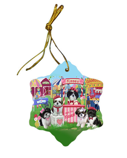 Carnival Kissing Booth Shih Tzus Dog Star Porcelain Ornament SPOR56283