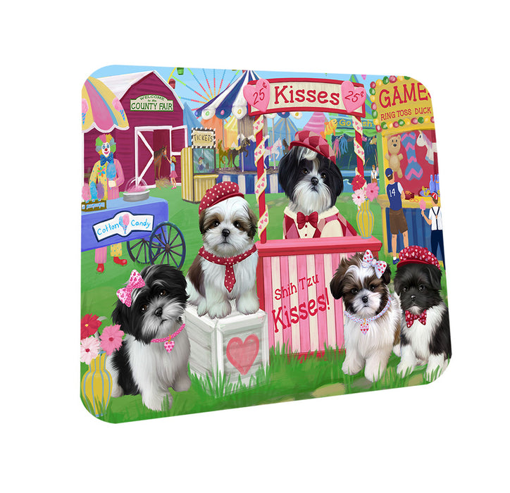 Carnival Kissing Booth Shih Tzus Dog Coasters Set of 4 CST55885