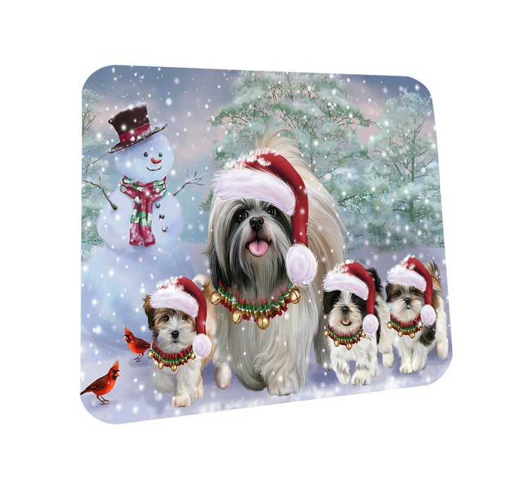 Christmas Running Family Shih Tzus Dog Coasters Set of 4 CST56600